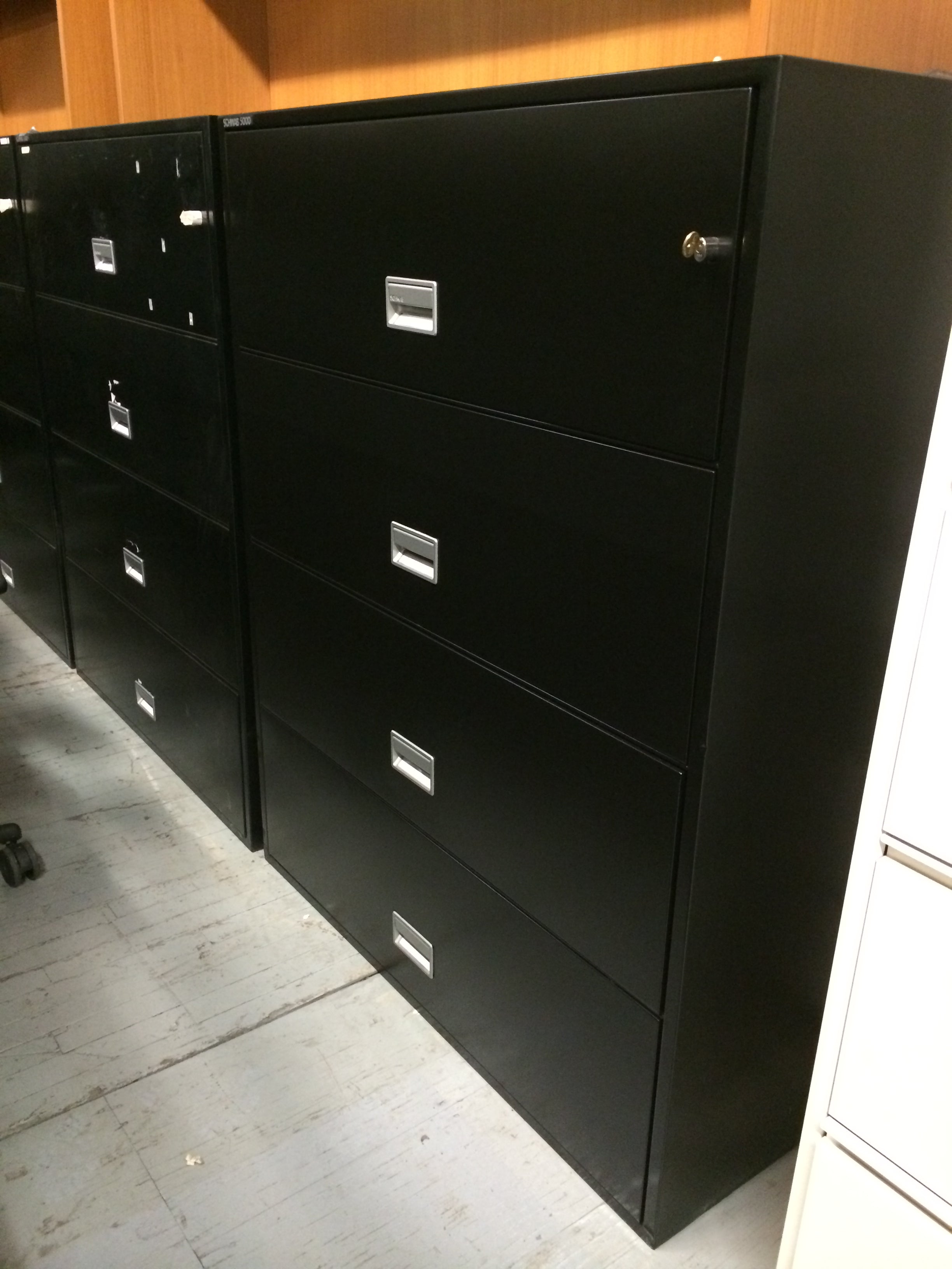 Lateral filing cabinet black.