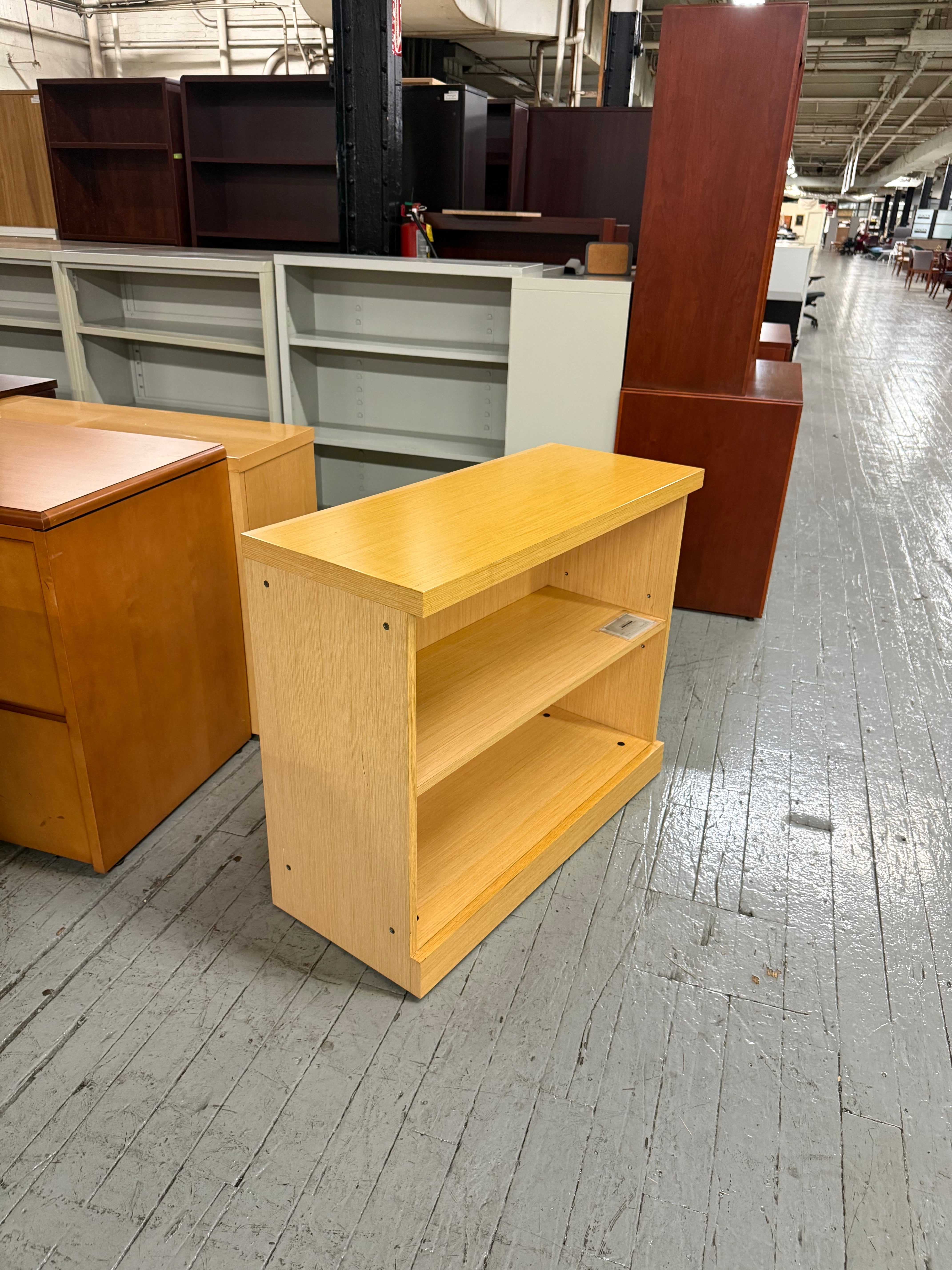 2-Shelf Honey Maple Laminate Bookcase -T23