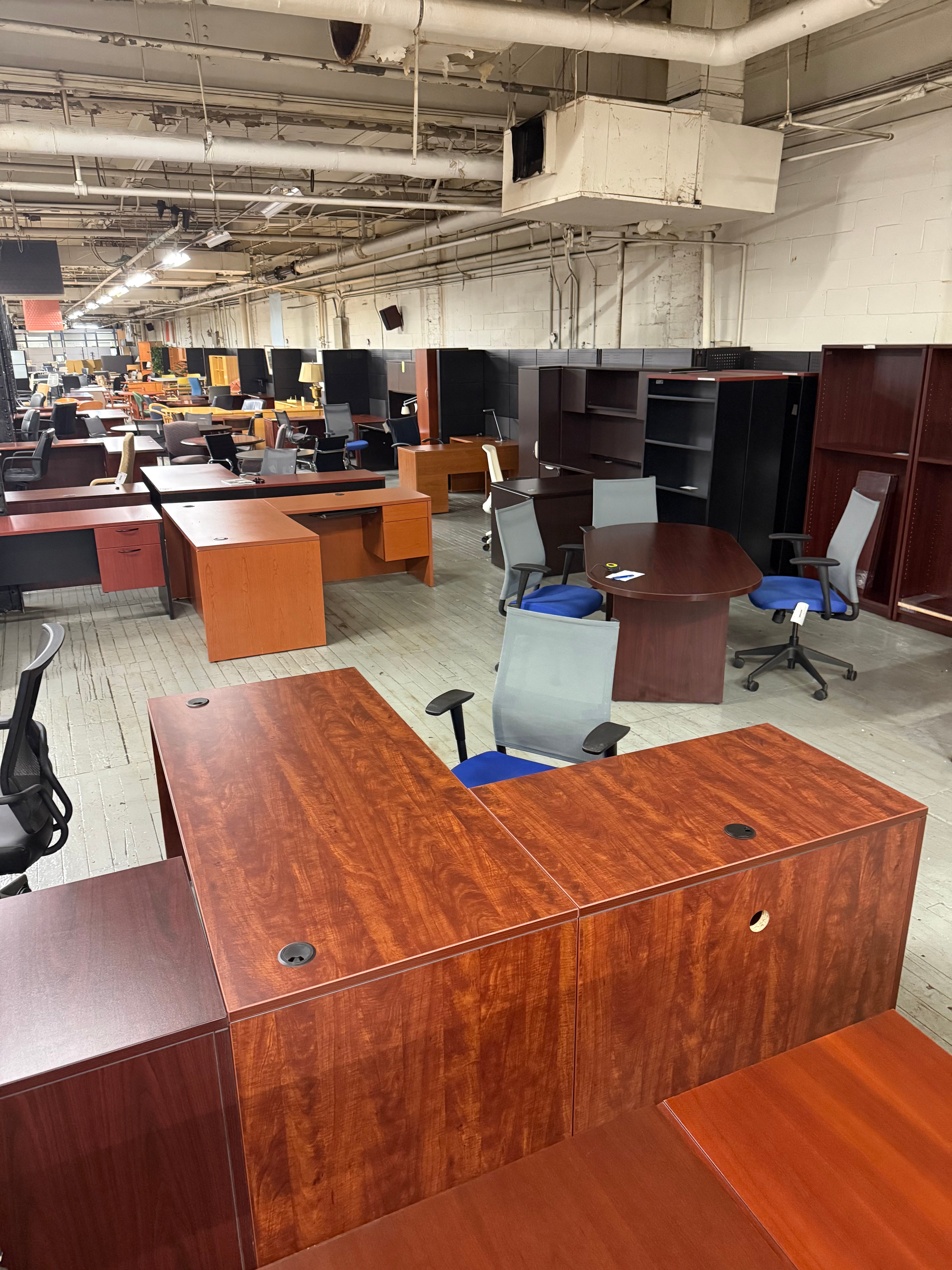 Office to Go Cherry L-Shaped Desk with Left Return -L46