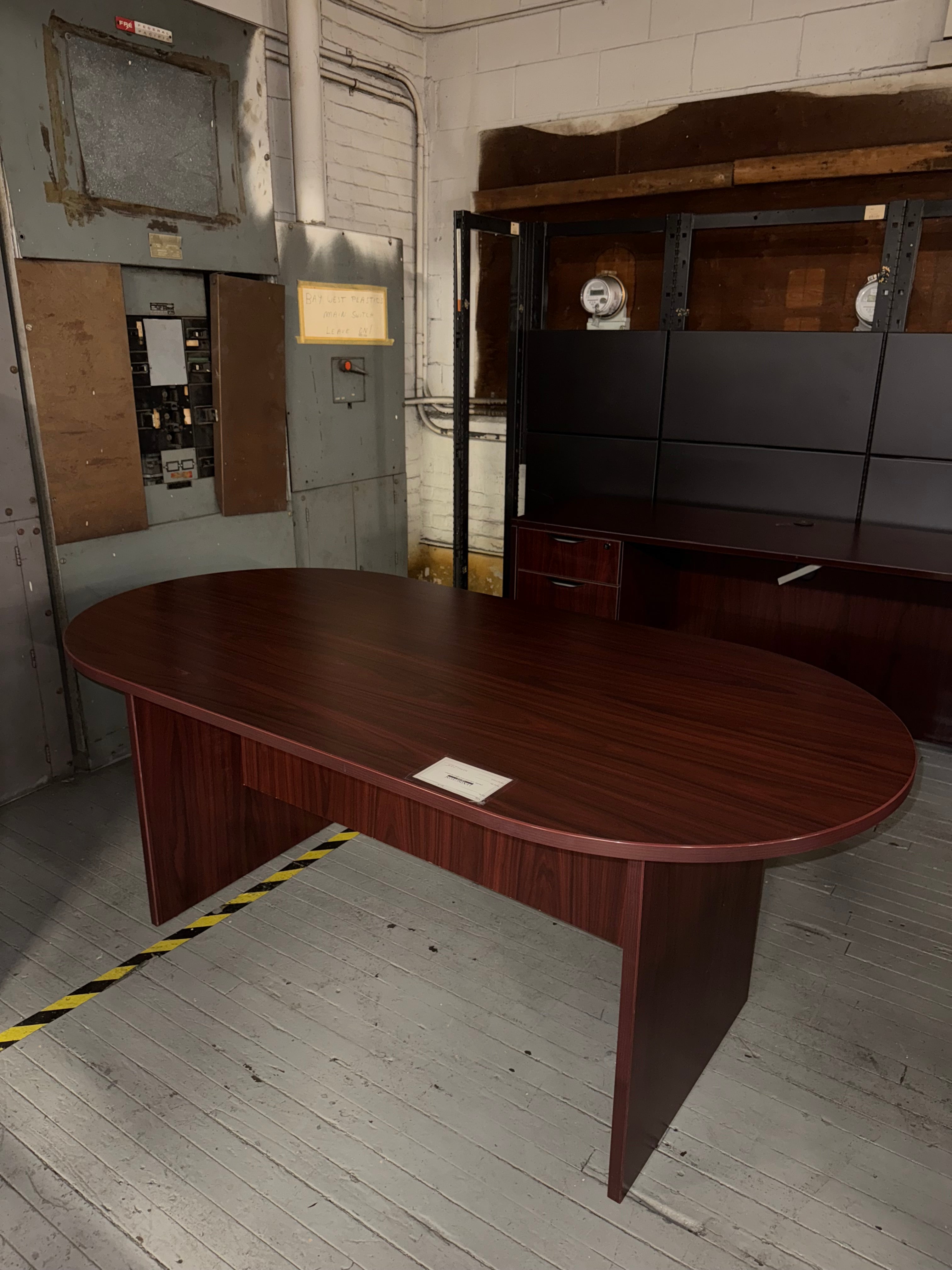 Office to Go Mahogany Laminate Racetrack Conference Table -Y31