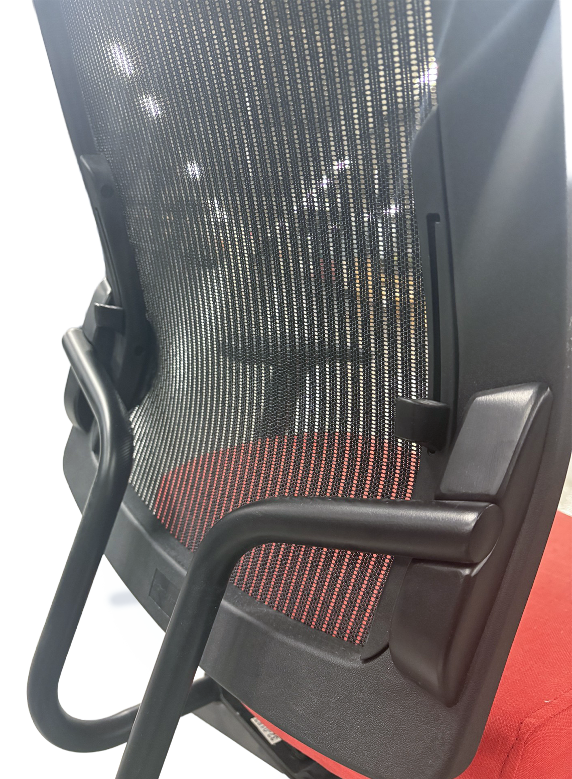 Modern Office chair detail of mesh back adjustments