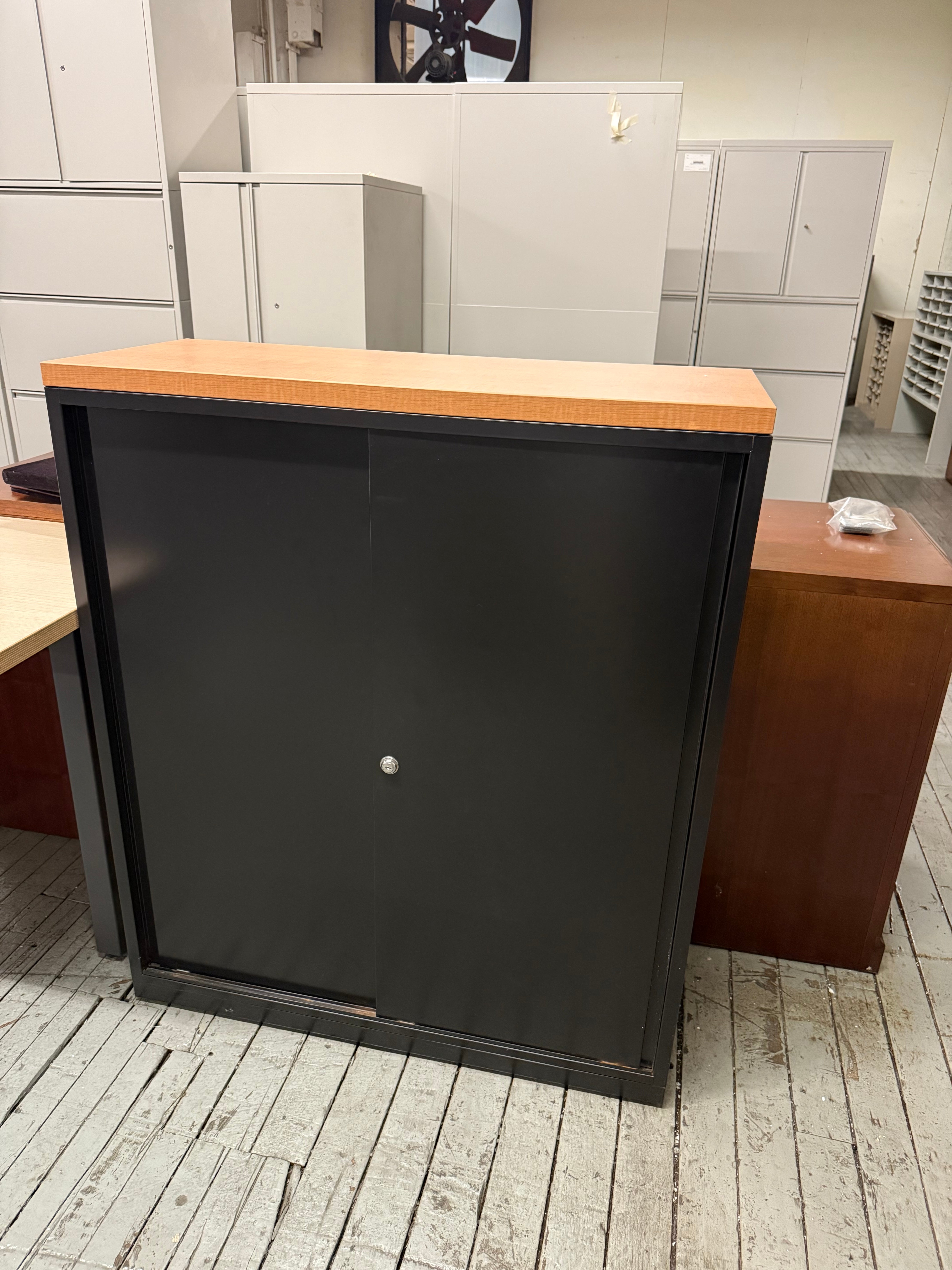 bookcase with closed doors