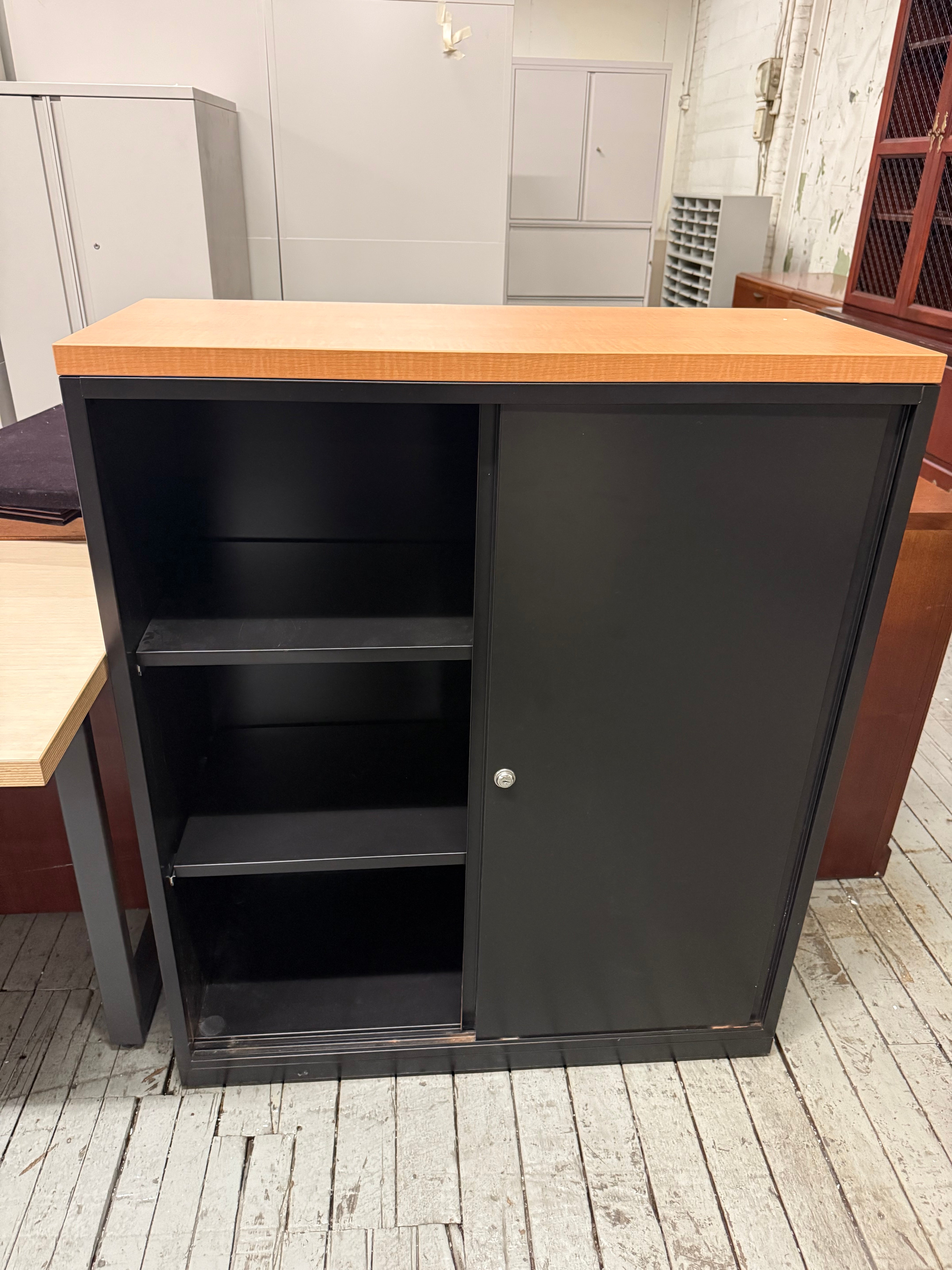 wooden bookcases with doors