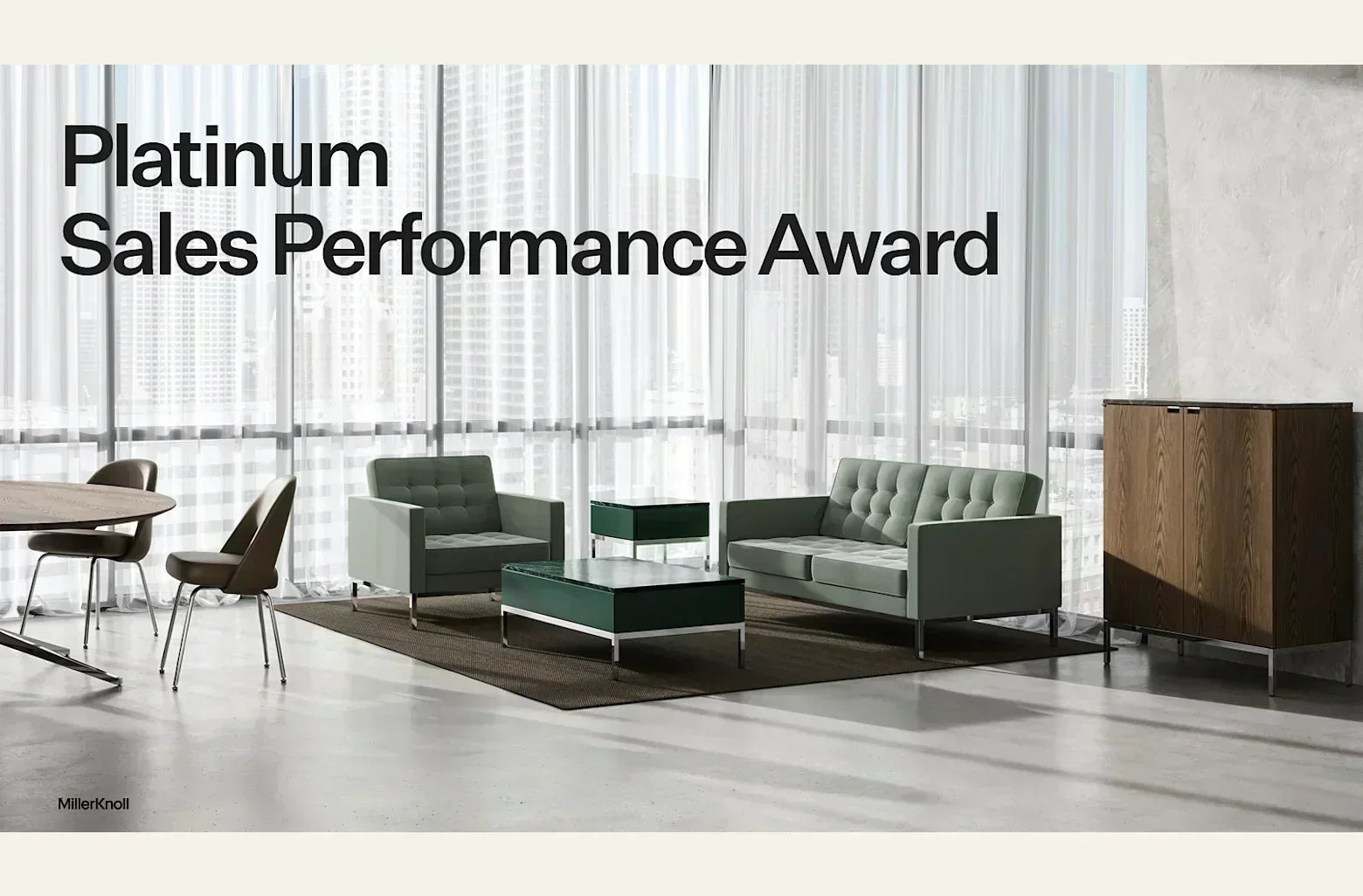 contemporary office lounge setting showing a wating room or loung with seats and tables