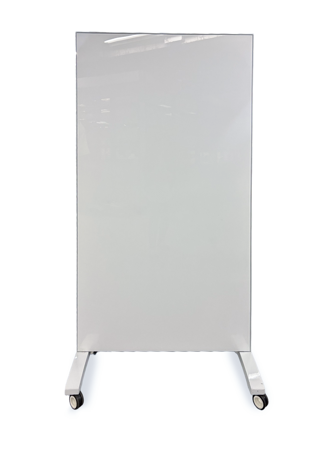Large white board on mobile casters on white background